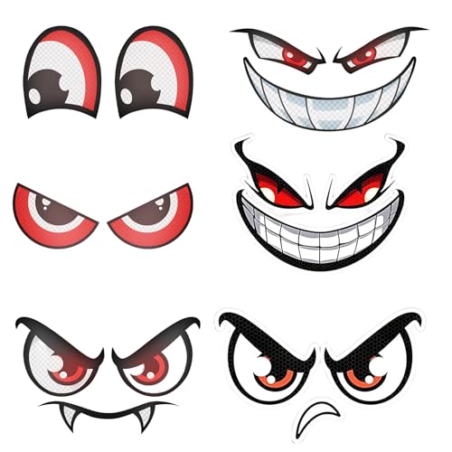 6 Stück Aufkleber Augen Dämon, Augen Aufkleber Mähroboter, Wasserdichte Selbstklebende Augenaufkleber für...