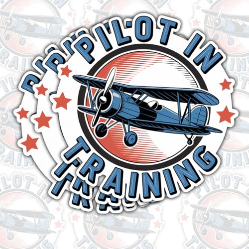 (3 Pcs) Pilot in Training Sticker – Aviation Student Vinyl Decal Waterproof for Laptop, Water Bottle, Car – Gift for Aspiring Pilots and Aviation Enthusiasts (3 Inch)