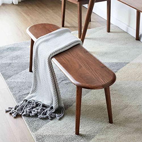 Frithjill Wood Dining Room Bench, Simple Style Entrance Stool In Walnut #TOP1