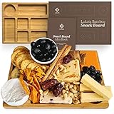 Lukata Grazing Board - Small Charcuterie Board for Snacks Cheese & Appetizers - Durable Bamboo Serving Platter for Parties Guests Picnics - 32cm x 22cm x 2cm Image