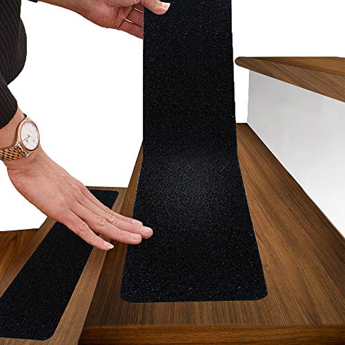 JUNPITOO 6”x30” Anti Slip Tape Outdoor Stair Treads Non-Slip (10-Packs) Black Non Slip Tape Three-Layer Design