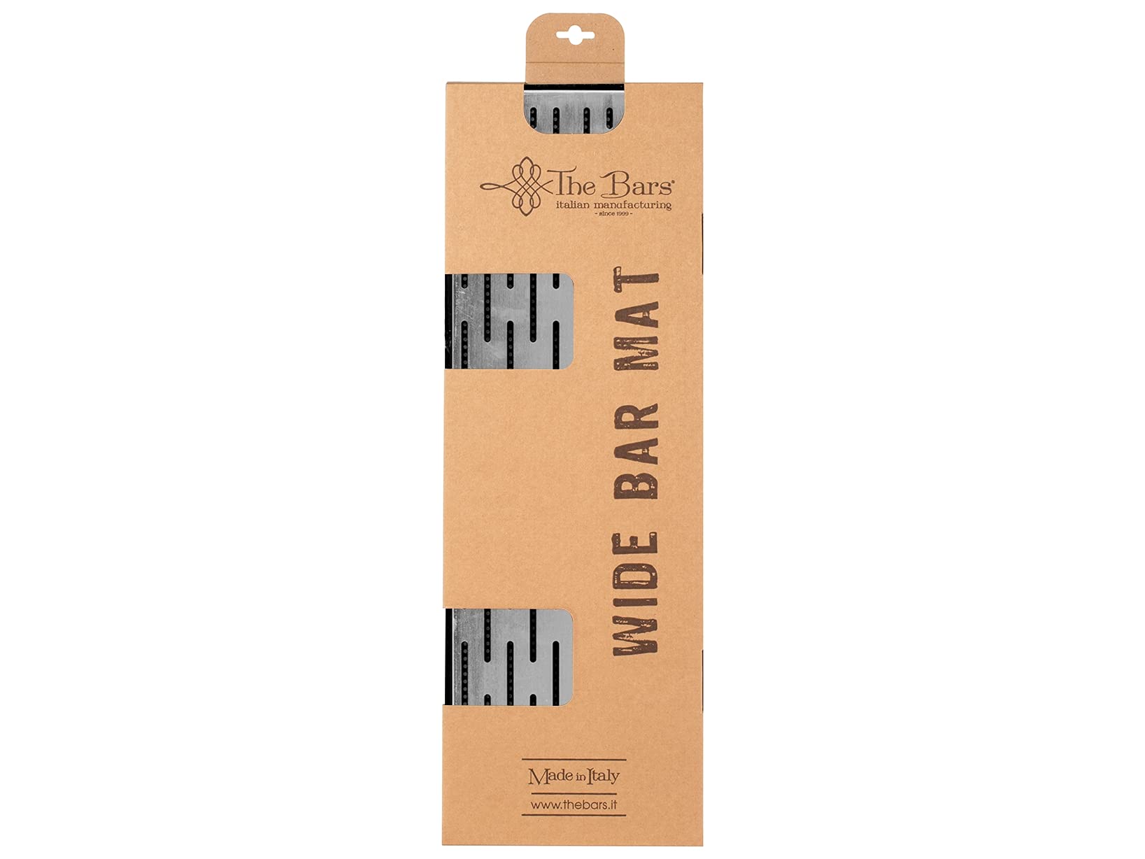 The Bars Tappeto Porta Bicchieri, Gomma Nera con Griglia in Acciaio Inox, 60x20 cm, Made in Italy