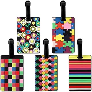 5PCS Luggage Tags, Silicone Luggage Labels Suitcase Tags for ID Name Address Tel Tag