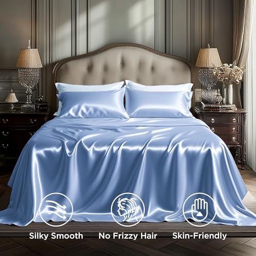 Image of Bedsure Satin Sheets King Size, Soft Silky Bedsheets for Hair & Skin