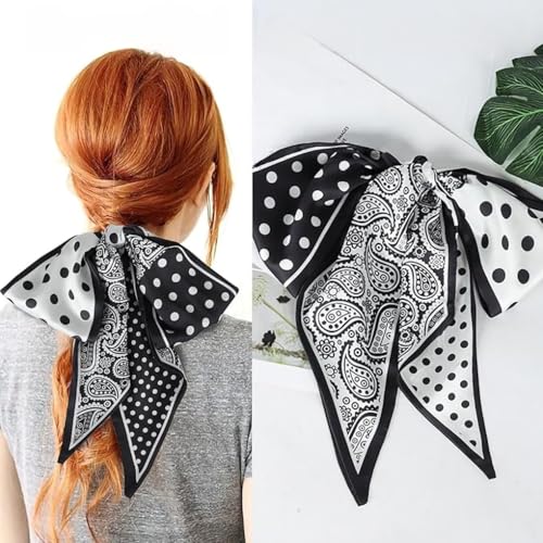 Image of Head Hair Scarf for Women,Silky Long Headscarf Purse Bag Scarfs for Handbag Fashion Satin Neck Scarves Accessories