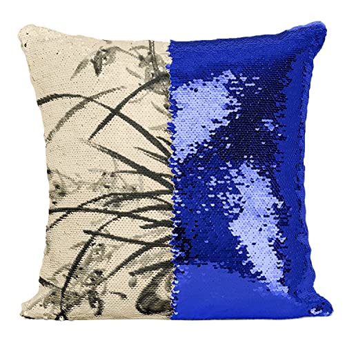 Coussin sequin bleu japonais : transformez votre salon ennuyeux