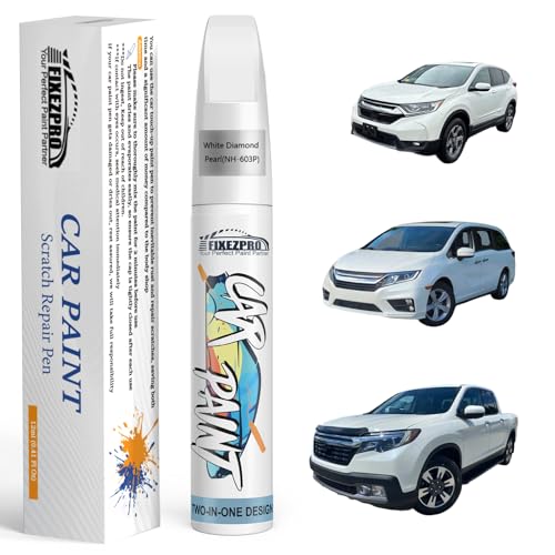 Image of NH-603P White Diamond Pearl Car Touch Up Paint for Honda, Color Match Auto Paint Repair Pen,Professional Car Scratch Repair Remover Pen Quick Drying, Easy to Use
