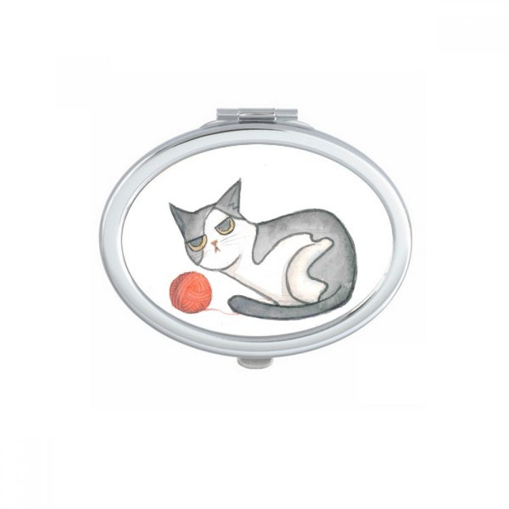 Miroir de poche chat aquarelle ovale compact et mignon pour fille