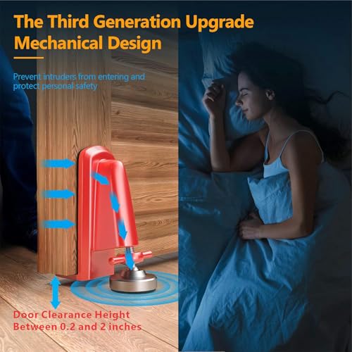 Door Stoppers Security - Portable Door Jammer for Travel Security Anti Theft, Apartment Hotel Door Lock - Protection for Homeowner and Children, Lockdown Device for Women Safety Self Defense (Red) - Image 3