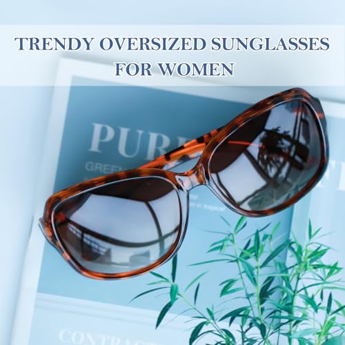 Image of SIPHEW Polarized Sunglasses for Women | Vintage Square Sunglasses w UV400 Protection | Womens Wraparound Shade