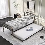 Metal envejecido y decoración vintage: con líneas simples y un diseño abierto, este marco de cama individual de 3 pies con cabecera y estribo será una opción preferida para aquellos que aman la decoración industrial y vintage. La base de tubo de metal combinada con un acabado de grifo crea un fuerte tono industrial que es adecuado para todas las decoraciones tradicionales y contemporáneas del hogar.