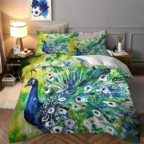 Housse de couette plumes de paon en microfibre luxe