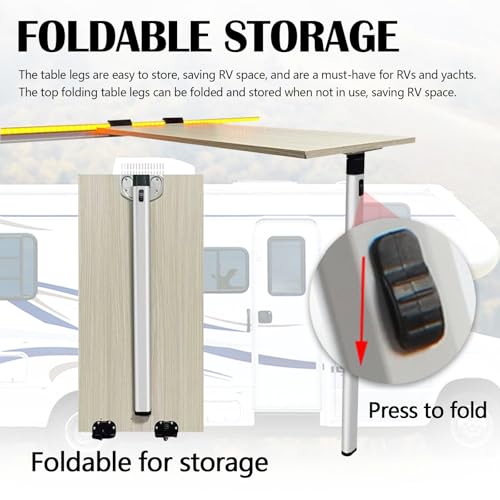 Abnehmbares Tischbein und Gleitschiene für Wohnmobil Yacht, 73cm/28 Zoll Zusammenklappbare Beine, 100cm/38 Zoll führungsschienen, Stabiles, Abnehmbares Tischbein, Wohnmobil Tischsockelhalterung