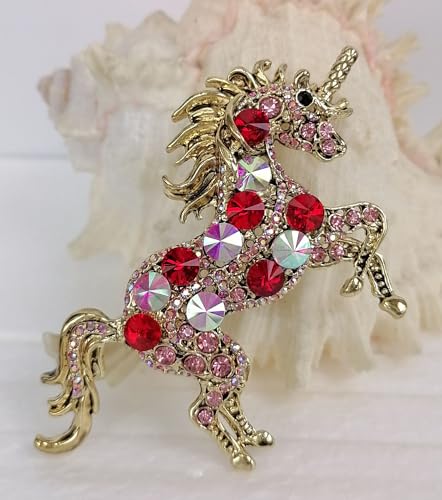 Image of Unique Animal Unicorn Horse Brooch Pin Pendant Austrian Crystal BZ6172