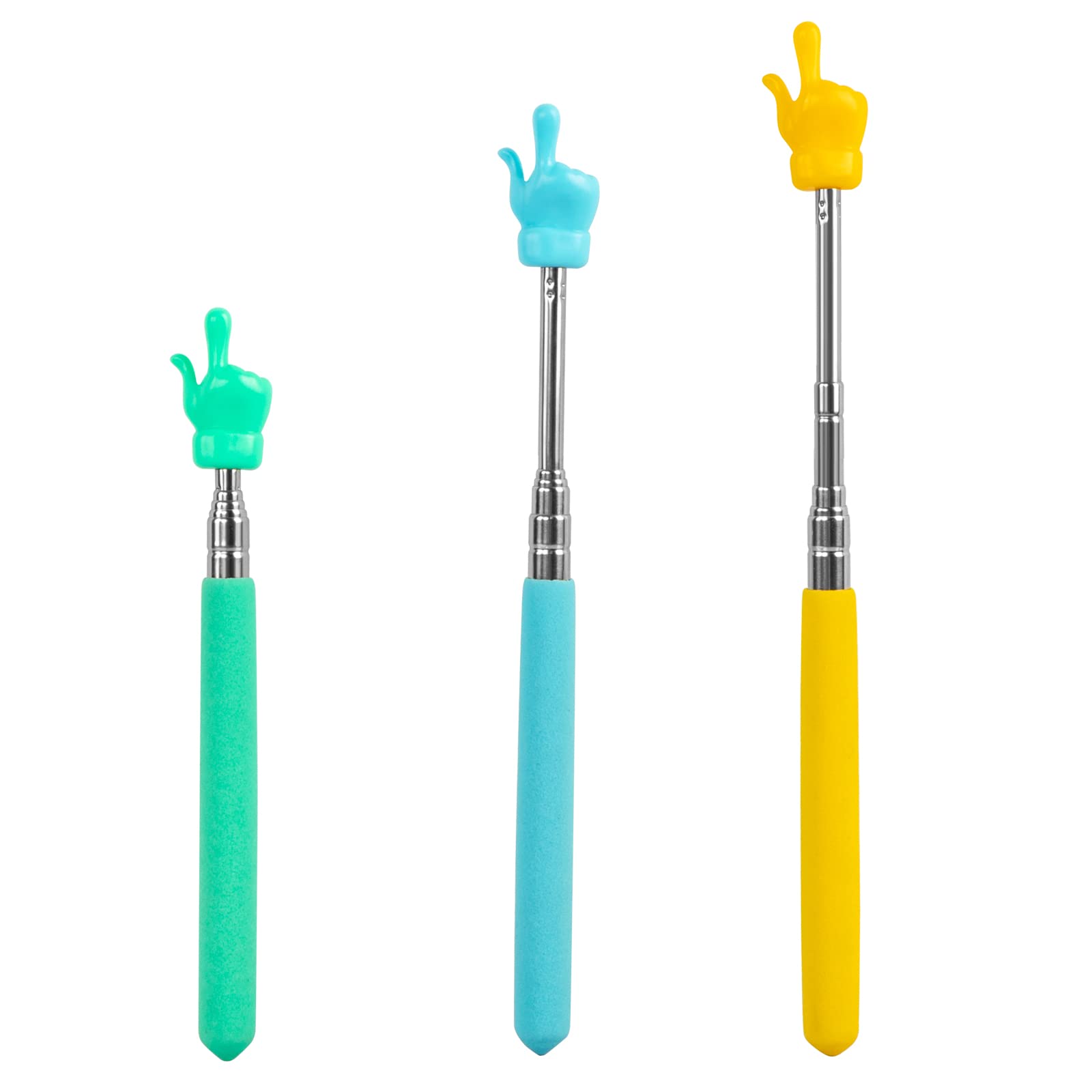 Retractable Finger Pointer Stick for Classroom: Extendable Telescopic Presentation Teacher Pointer Stick for Classroom Whiteboard Pointer (3 Pack)