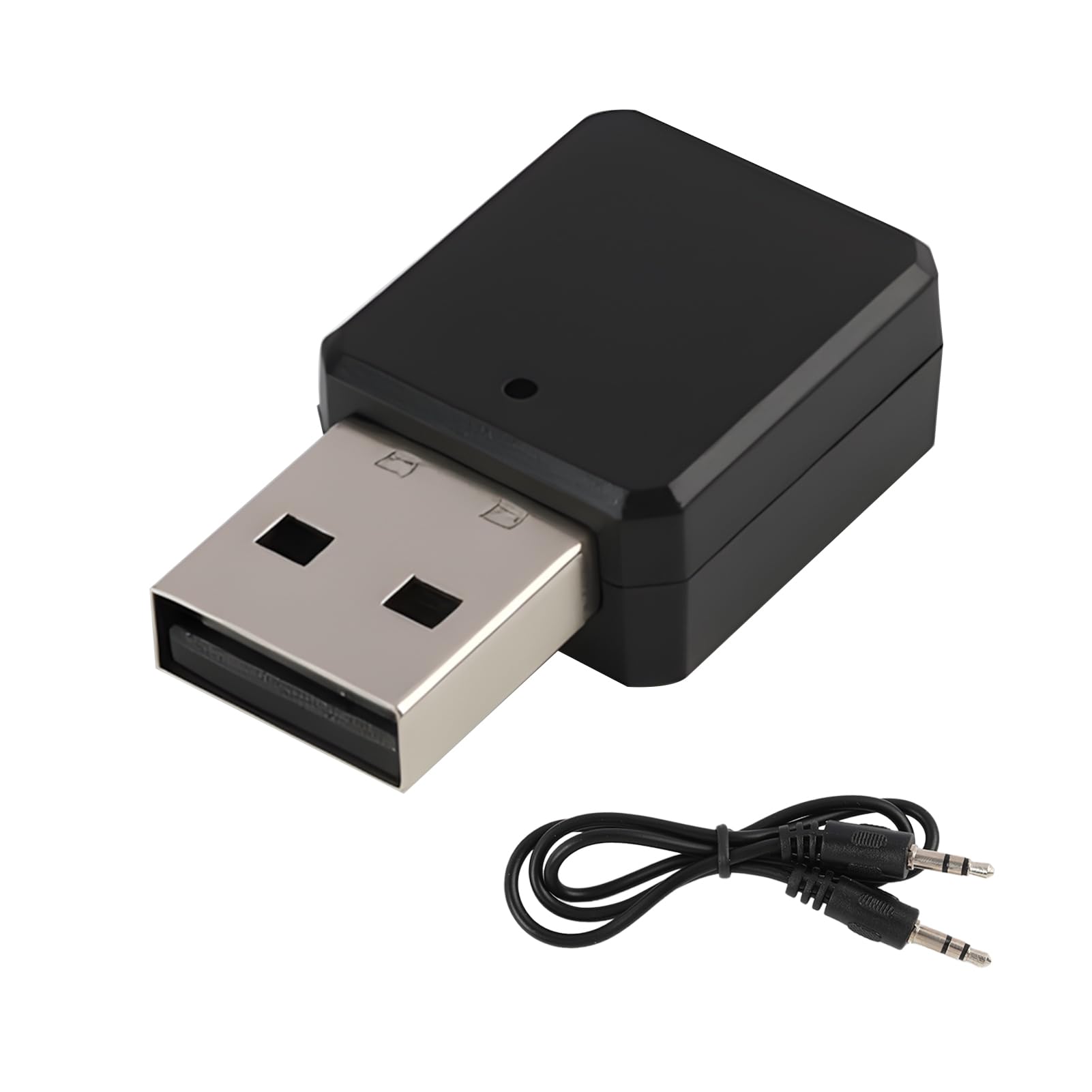 Adattatore USB Bluetooth 5.1 ricevitore per musica e vivavoce, adattatore Bluetooth USB per auto radio con cavo AUX, plug and play con microfono integrato, universale compatibile per auto, PC, TV