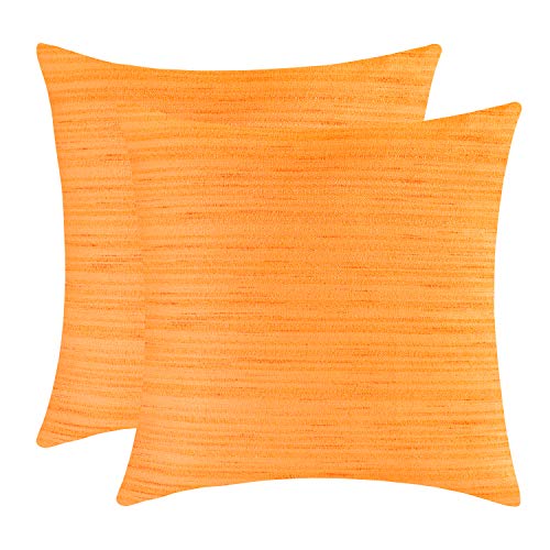 Image of The White Petals Orange Cushion Covers - Luxurious, Elegant & Decorative (20x20 inch, Pack of 2)
