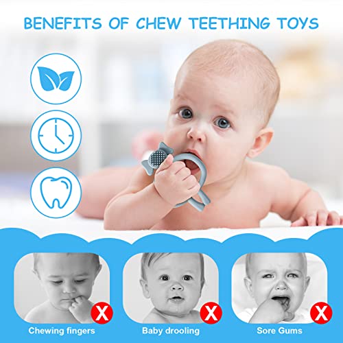 Vicloon Baby Beißspielzeug, 2 Stück Elefant Zahnungshilfe, Beißring aus Silikon BPA-frei,wundes Zahnfleisch zu stimulieren und zu massieren,ab 3 Monaten-grau+grün – Bild 5