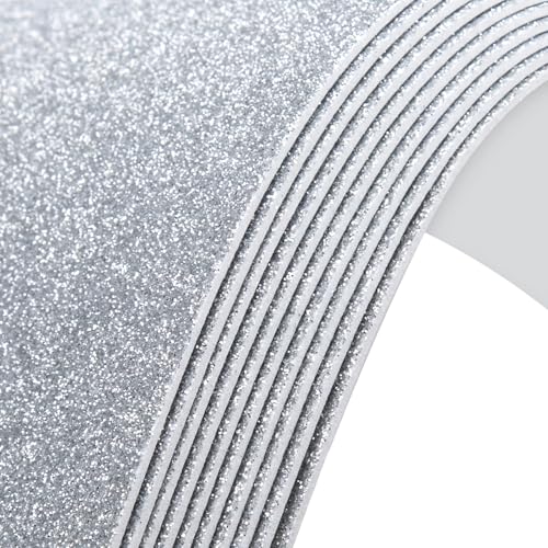 10 Pack Glitter Foam Sheets Craft 8 x 12 inch (Silvery)
