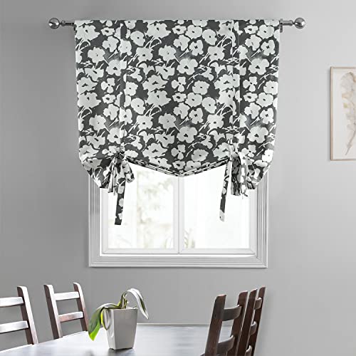 Image of HPD Half Price Drapes Room Darkening Tie Up Curtains 46 X 63 Inch Van Gogh Printed Cotton Window Roll Up Balloon Curtain for Living Room, Kitchen PRTW-TUD44B-63 (1 Panel), Van Gogh Grey