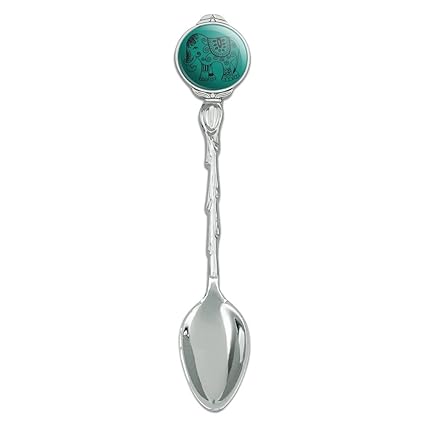 Painted Elephant India Black on Teal Novelty Collectible Demitasse Tea Coffee Spoon