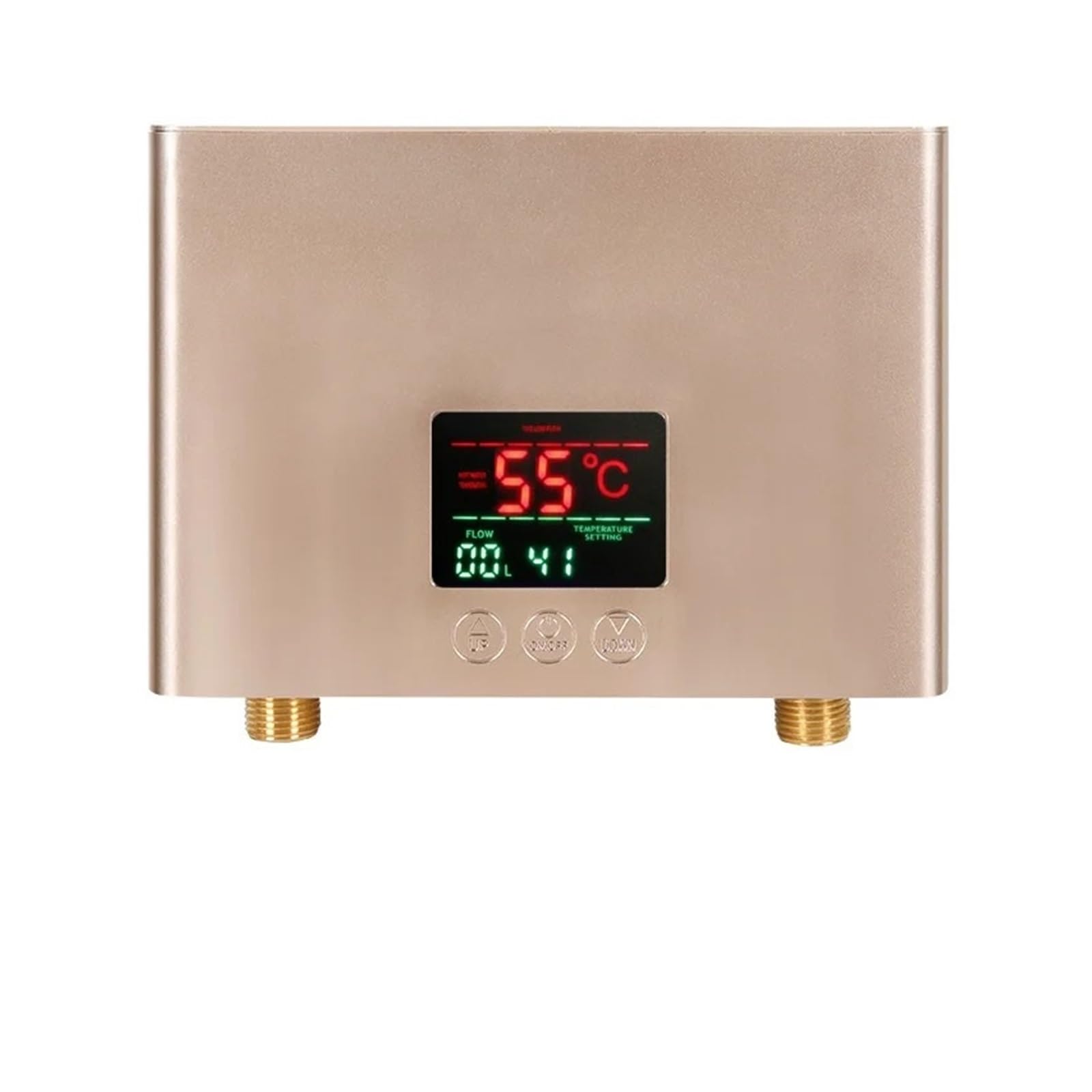 Instant Water Heater Bathroom Kitchen Wall Mounted Electric Water Heater LCD Temperature Display with Remote Control Compact and Durable(Golden,220 5500W)