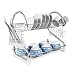 2-Tier Dish Rack and DrainBoard, 20" x15"x10" Kitchen Chrome Cup Dish Drying Rack Tray Cultery Dish Drainer …