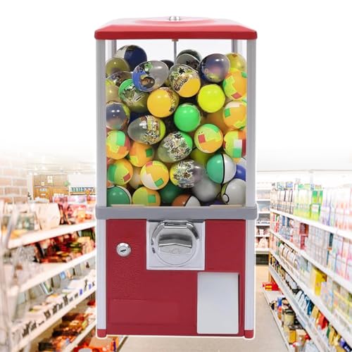 pealiritansemen Machine À Bonbons Et Gommes Commerciale, Machine À Capsules Twister Automatique pour Magasins De Détail, Distributeur De Balles Rebondissantes À Capsules Rondes De 4,5 À 5,5 Cm,Red