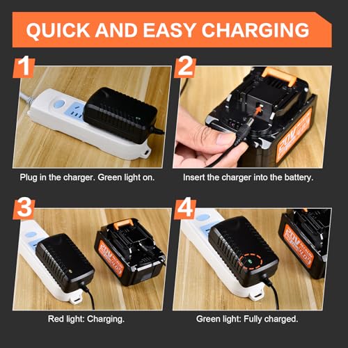 Leaf Blower Cordless - 580CFM/160MPH Electric Leaf Blower, 2 X 4.0Ah Battery and Charger with 3 Speed Modes, for Lawn, Yard, Sidewalk, Garage Cleaning - Image 7