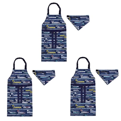 COLORFUL CANDY STYLE 子どもエプロン (100〜120cm) 撥水ノーアイロン 出発進行スーパーエクスプレス ※JR東日本商品化許諾済/JR東海承認済/JR西日本商品化許諾済 3枚セット 男の子 かっこいい 子供用 子供 こども エプロ