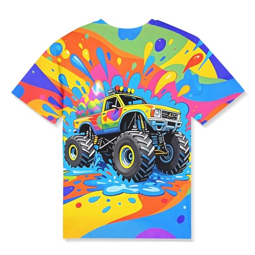 Image of Linnhoy Kids 3D Print Fashion Graphic T-Shirts for Boys Girls 6-16 Years | Unisex Colorful Short Sleeve, Crewneck, Breathable Fabric, Suitable for Daily Sport Festival Wear