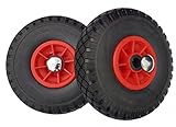 2 x PU Rad/Ersatzrad für Bollerwagen und Sackkarre mit Rollenlager/Kugellager