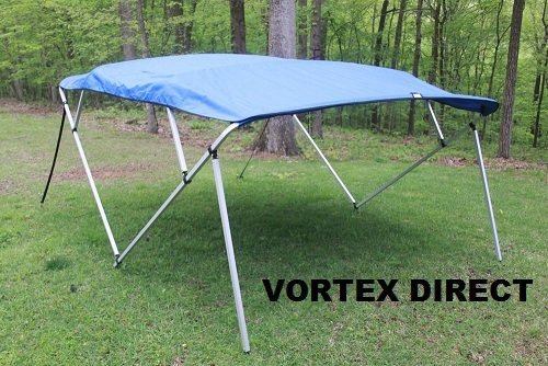 Vortex Royal Blue Square Tube Frame 4 Bow Pontoon/Deck Boat Bimini TOP 12