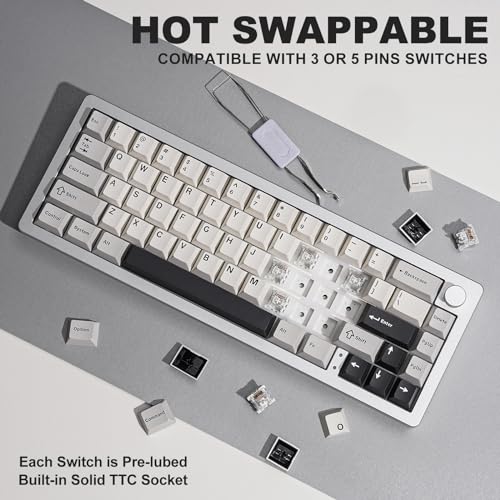 Yunzii Al66 Wireless Mechanical Keyboard,65% Knob Control Aluminum Gaming Keyboard Bt/2.4G/Wired Hot Swappable Pre-Lubed Switches thumb #3