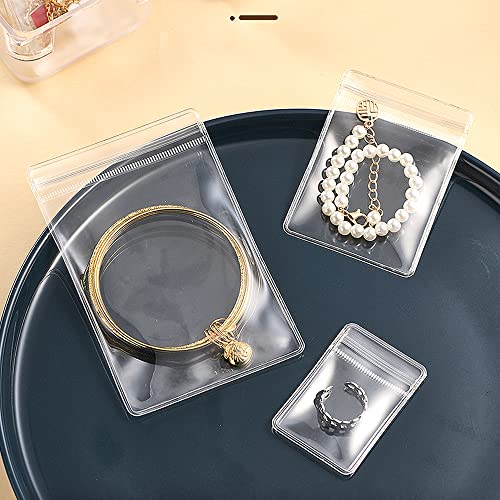 TINSKY 100PCS Jewelry PVC Storage Bags Self Seal Small Pouches Zipper Bag Clear Rings Earrings Packing Jewelry Transparent Lock Bags for Holding Jewelries Rings Earrings (100PCS)