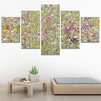 SIGNWIN 5 Panel Canvas Wall Art Modern Art Ants Butterfly Colorful Insects Minimalist Multicolor Photography for Home Decorations Ready to Hang - 60