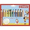 Kleurpotlood, aquarelpotlood en waskrijt in één- STABILO woody 3 in 1 – 10 stuks met puntenslijper – met 10…