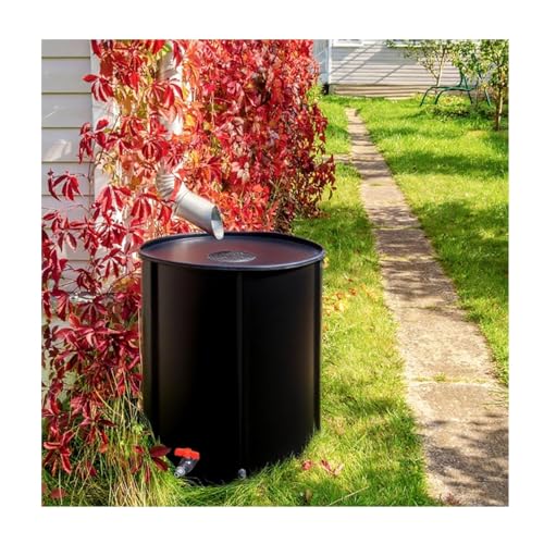 Barile pieghevole per la pioggia da 500 litri per giardinoPortatile raccolta acqua piovana Butt con volume MarkEcoFriendly Soluzione di stoccaggio dell'acqua nera per prato all'aperto