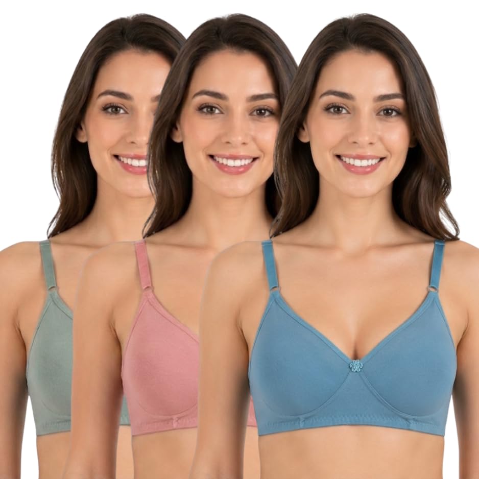 the faha Women's Cotton Full Coverage Non-Padded Wirefree Everyday Bra | Combo-picture-37