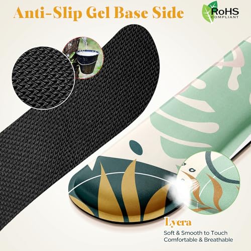 Image of Gimars Enlarge Silky and Superfine Fabric Gel Memory Foam Keyboard Wrist Rest Set, Ergonomic Keyboard Mouse Wrist Support for Typing Pain Relief, Comfort for Office, Gaming, Computer-Morandi Blue