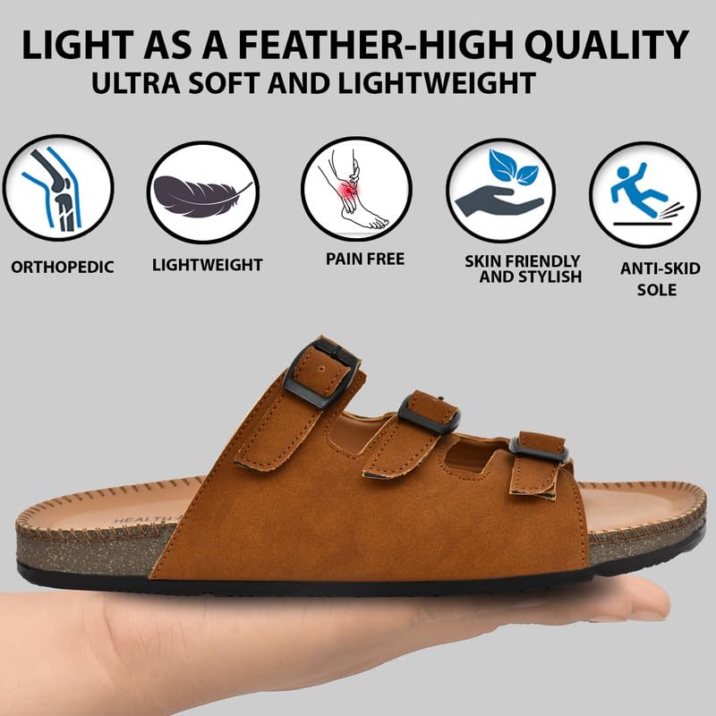 Image of HEALTH FIT Comfortable & LightWeight | Fashionable & Everyday Stylish & Durable Design Slip-on Style Flip Flops for Gents 3075