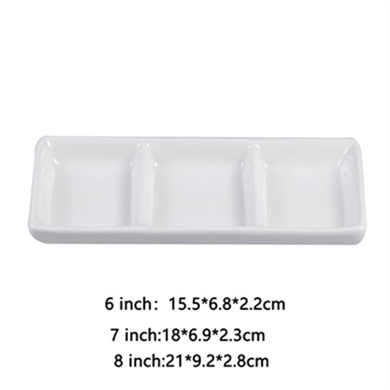 caihuashopping Kształt sos danie 3 kratka przyprawy naczynie ceramiczna patelnia do sosu przekąska sosy łodzi miska deserowa dom talerz sojowy zestaw kuchnia restauracja przystawki naczynia (kolor: 20 cm)