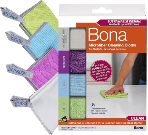 Image of Bona Microfiber Cleaning Cloths Multipack 4 Count (Pack of 12)