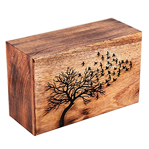 Hind Handicrafts Urne Funéraire En Bois De Pin Vieilli Pour Cendres Humaines Adulte Grand – Urne Funéraire Pour Cendres – Urne Funéraire Pour Colombarium (250 Cm³, Arbre De Vie 2