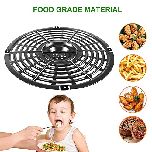 5Qt Air Fryer Replacement Grill Pan Parts With 4 Pcs Rubber Round Crisper Plate Deep Fryer Pan Accessories Compatible Non-Stick Coating Rack Airfryers Dishwasher Safe (8.74Inch) #TOP5