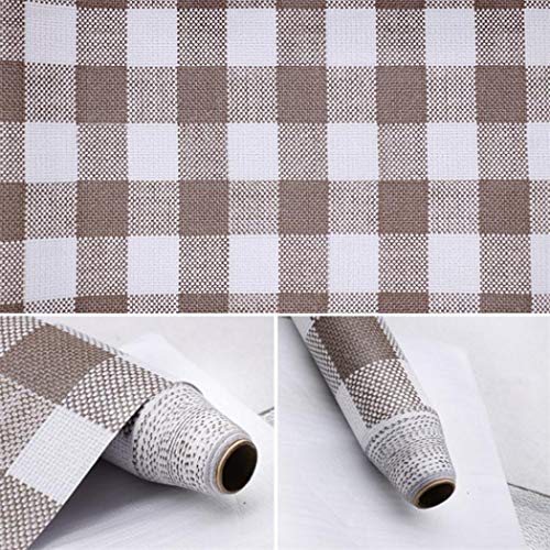 Glow4u Autocollant en Vinyle Imitation Vichy pour étagère de tiroir Marron 45 x 200 cm