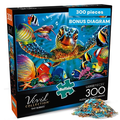 Buffalo Games - Tiny Bubbles - 300 Piece Puzzle for Adults - Oversized, Easy-to-Hold Pieces - Steve Sundram Ocean Scene - Premium Giftable Jigsaw