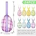 24 PCS Easter Eggs Hanging Ornaments, Buffalo Plaid Dots Easter Hanging Eggs Decorations, Colorful Decorative Baubles Ornaments, Spring Farmhouse Tree Ornaments Basket Filler Decor