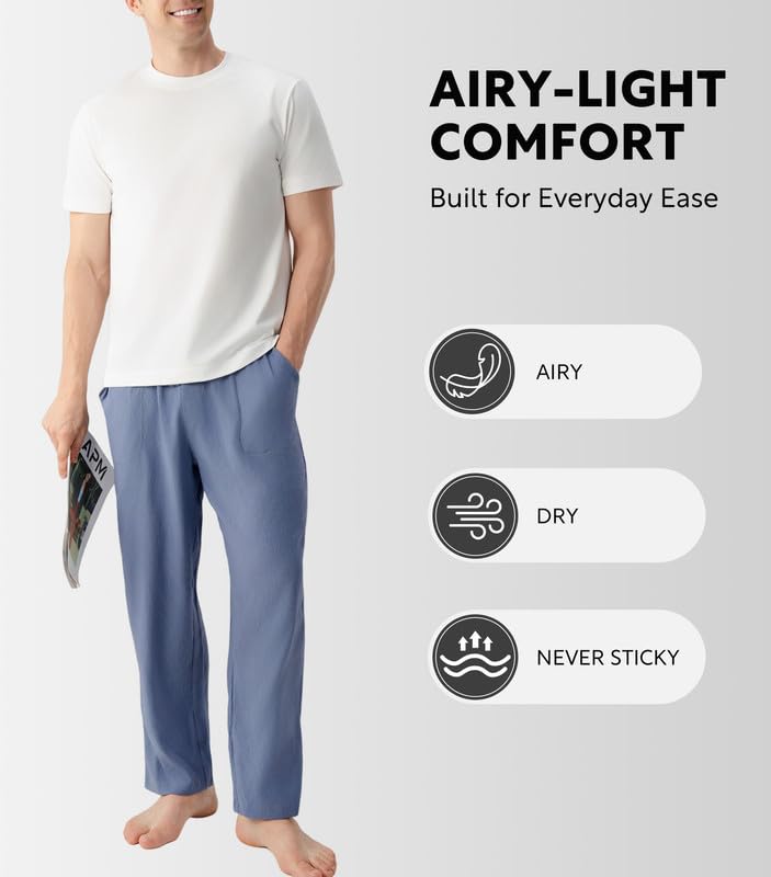 DAVID ARCHY Mens Pajama Pants, Soft Lightweight Sleep Pants, Comfy Lounge Pajama Bottoms with Pockets and Button Fly, 2 Pack3