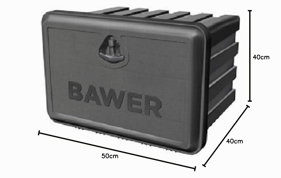 Bawer - Caja de Almacenamiento para Camiones (plástico, 500 x 365 x 400 mm, 30 l, Acero Inoxidable, para vehículos industriales,